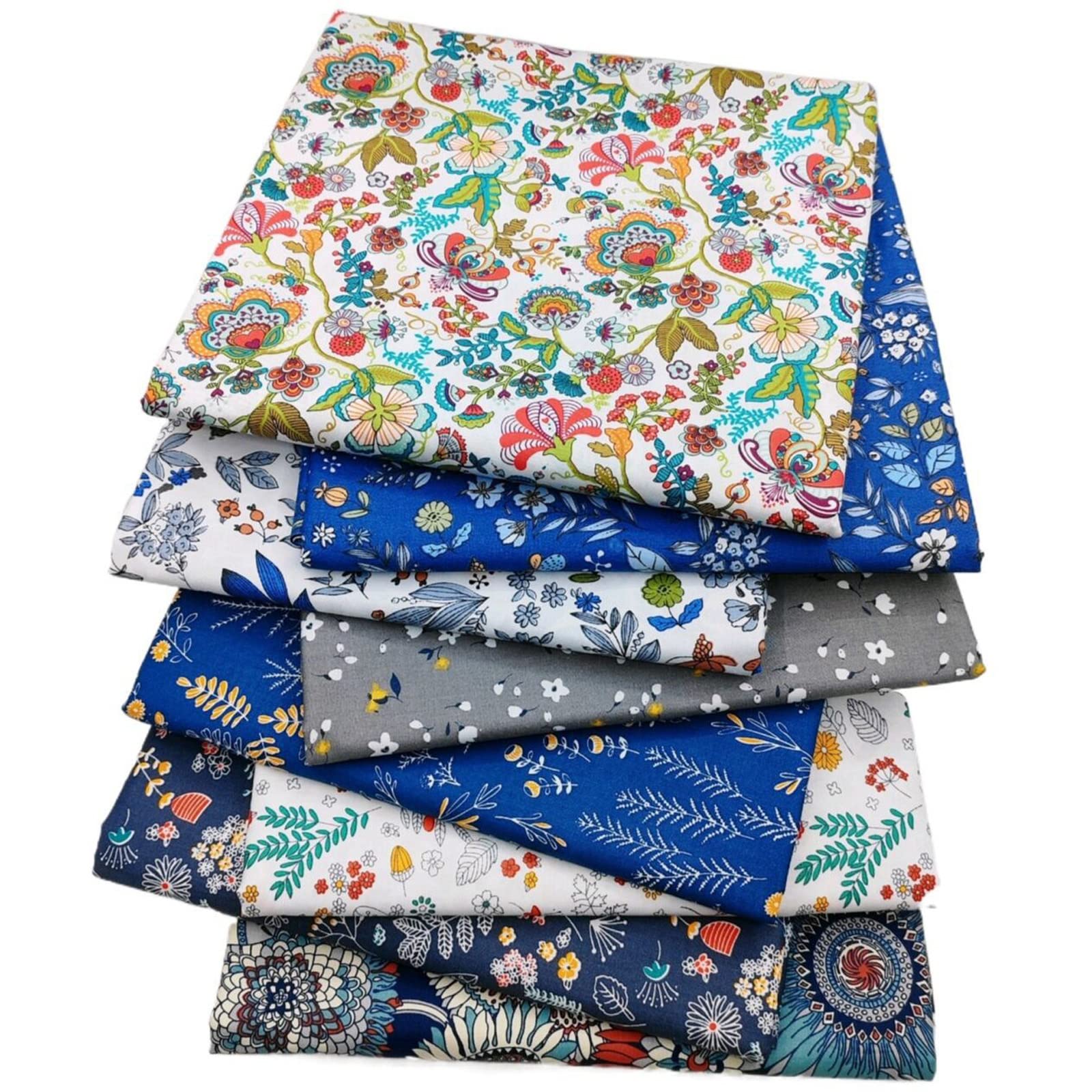 Fabric Material for Sewing, Fabric Fat Quarters Bundle Cotton Craft Bundles Patchwork 8PCS 50 x 40cm Different Pattern Cloths DIY Scrapbooking Artcraft (Retro-8)