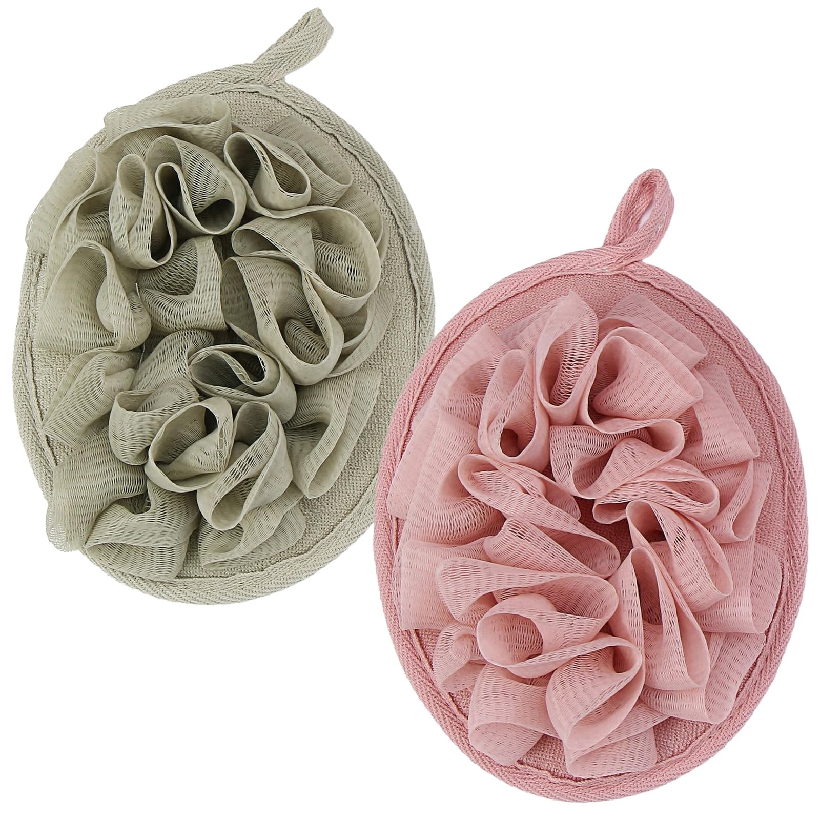 CINDALOG Loofah Sponge Shower Loofahs 50g Bath Sponges Mesh Balls 2 Colors for Body Scrubber Exfoliator Wash Back Scrubber Bathroom Men Women - 2 Pack Scrubbers Cleaning Bathing Accessories
