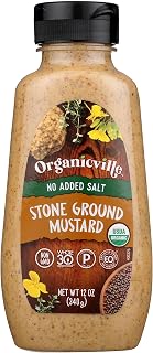 Organicville Organic Salt-Free Mustard, 12 oz - Healthy Low-Sodium Organic Condiment