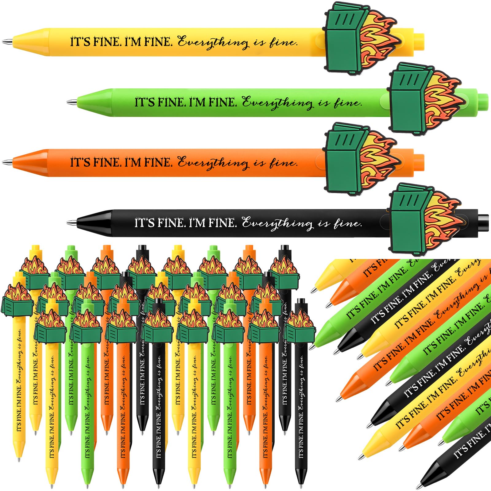 40 Pcs Dumpster Fire Pen Bulk Positive Funny Valentines Employee Appreciation Gift for Coworkers Dumpster Fire Ballpoint Desk Accessories Emotional