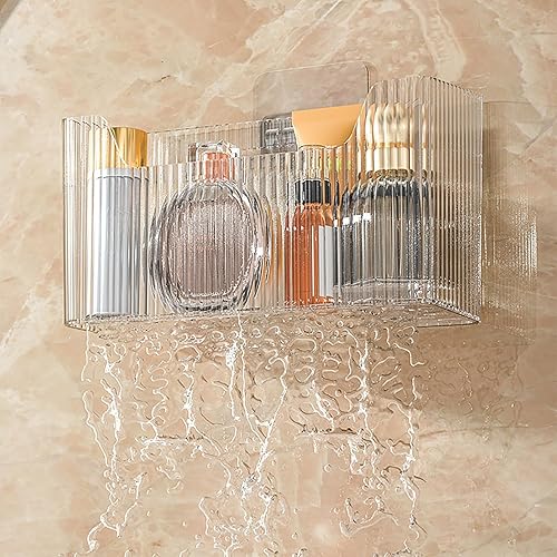 Miniatura 3 de Estantes de almacenamiento de acrílico para montar en la pared, 2 cajas de almacenamiento para ducha, caja de maquillaje de plástico transparente,