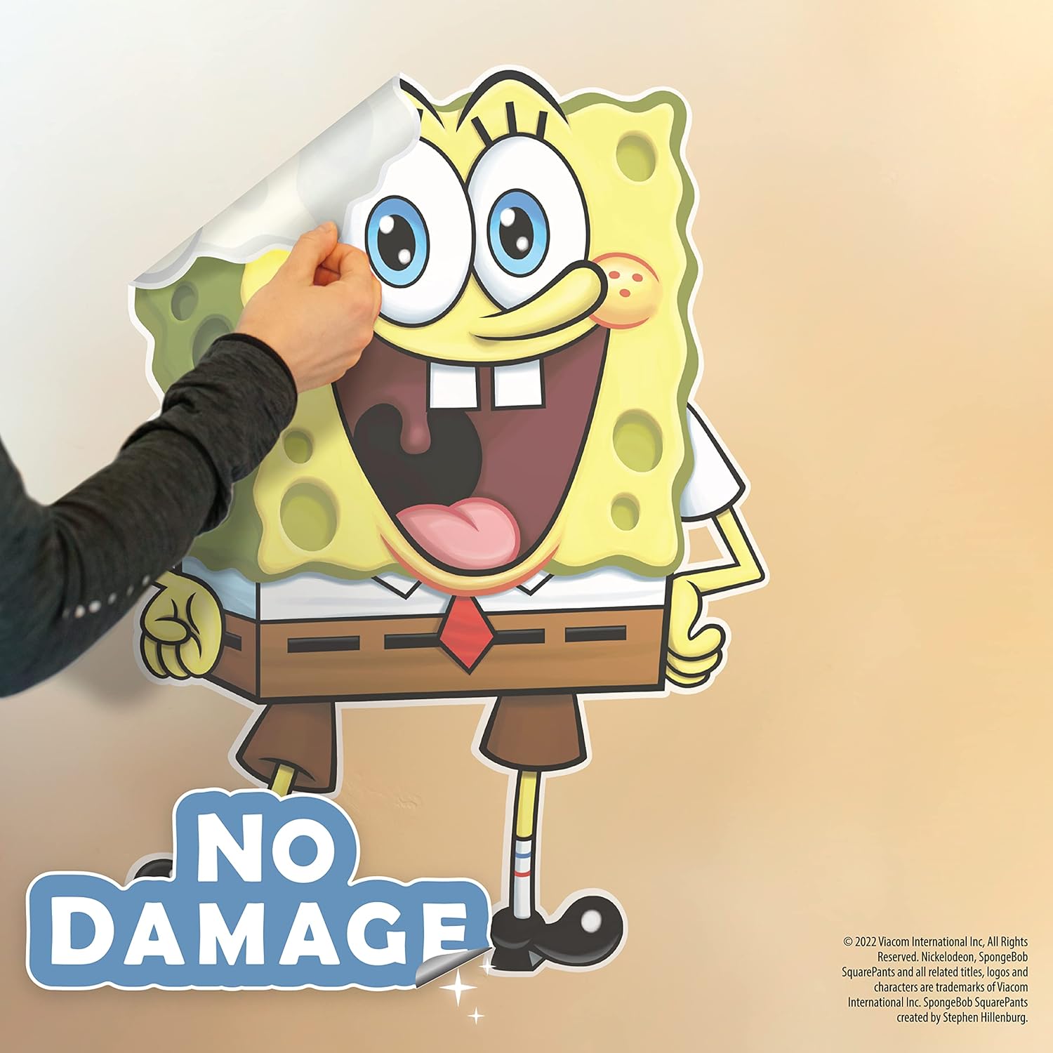 WALL PALZ SpongeBob SquarePants Wall Decal - 24'' SpongeBob Stickers with 3D Augmented Reality Interaction - Bedroom Decor