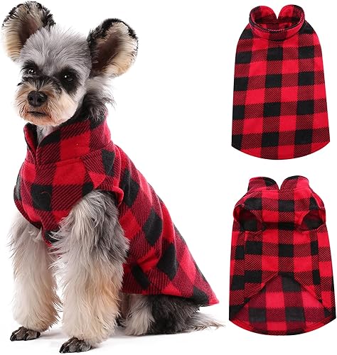 Kuoser - Chaleco de forro polar suave con diseño clásico a cuadros para gatos y perros pequeños, ropa de invierno para chihuahueños, yorkshire,