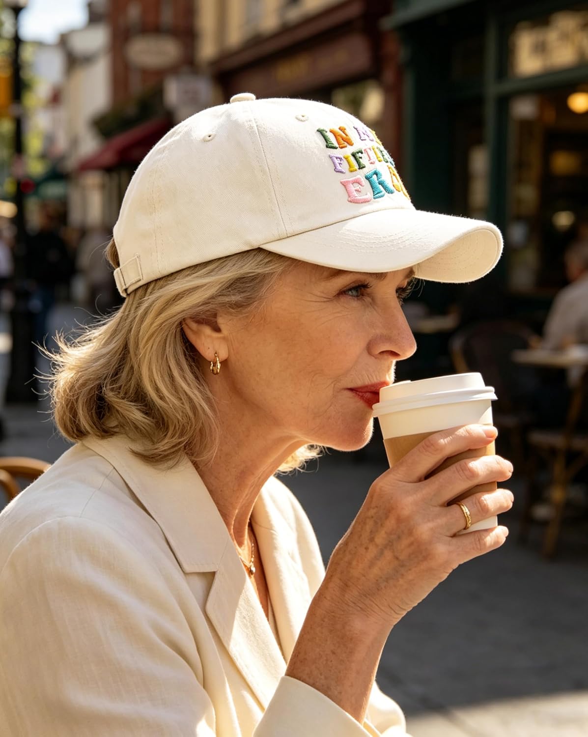 in My Fifties Era Baseball Cap, 50th Birthday Gifts for Women, Mothers Day Birthday Gift Ideas for Aunt, Friends Beige image 5