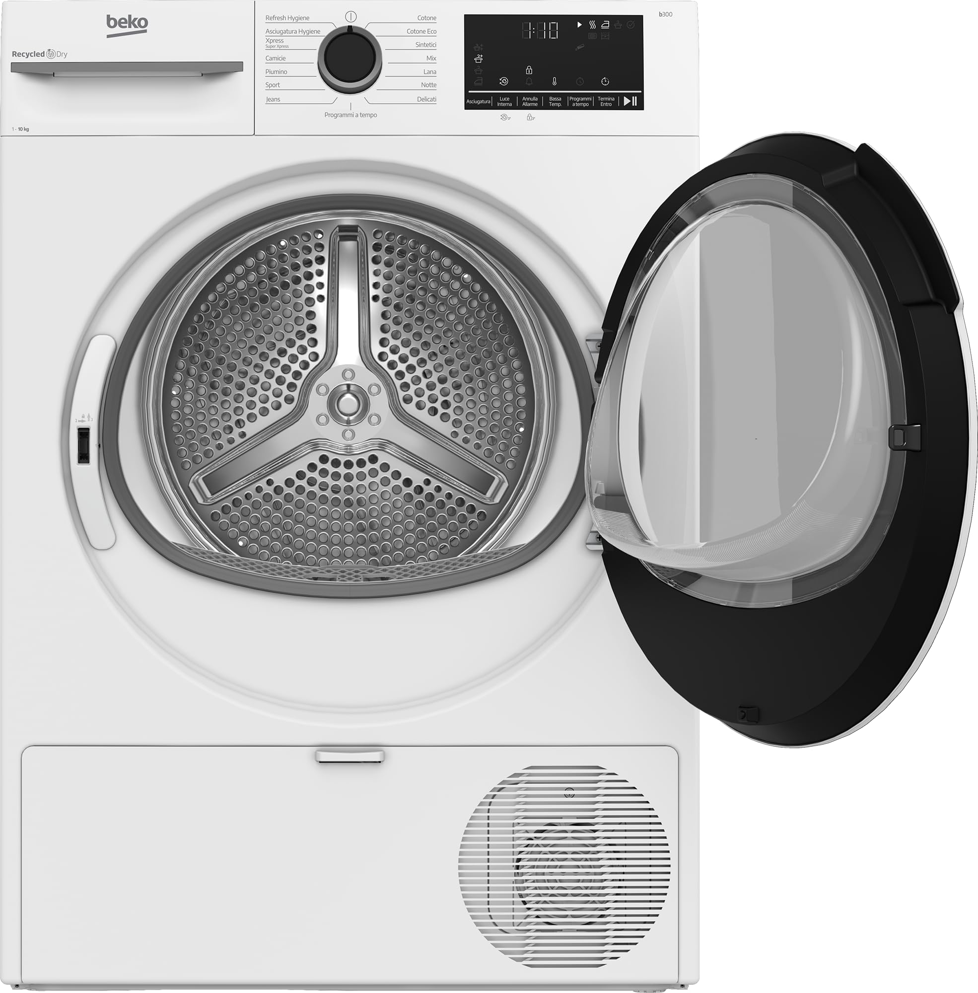 Beko BMT104EW – sèche-linge, Autonome, 10 kg, moteur inverseur, Classe C, SteamCure, 15 programmes, Display XL, Blanc – 84,6 x 59,8 x 67,2 cm (H x l x P)