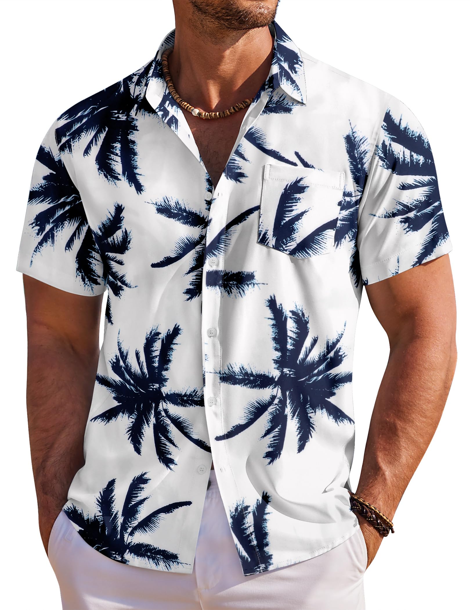 COOFANDY Hawaii Hemd Männer Kurzarm Sommerhemd Hawaiihemd Herren Urlaubshemd Blumen Strand Hemd Regular Fit