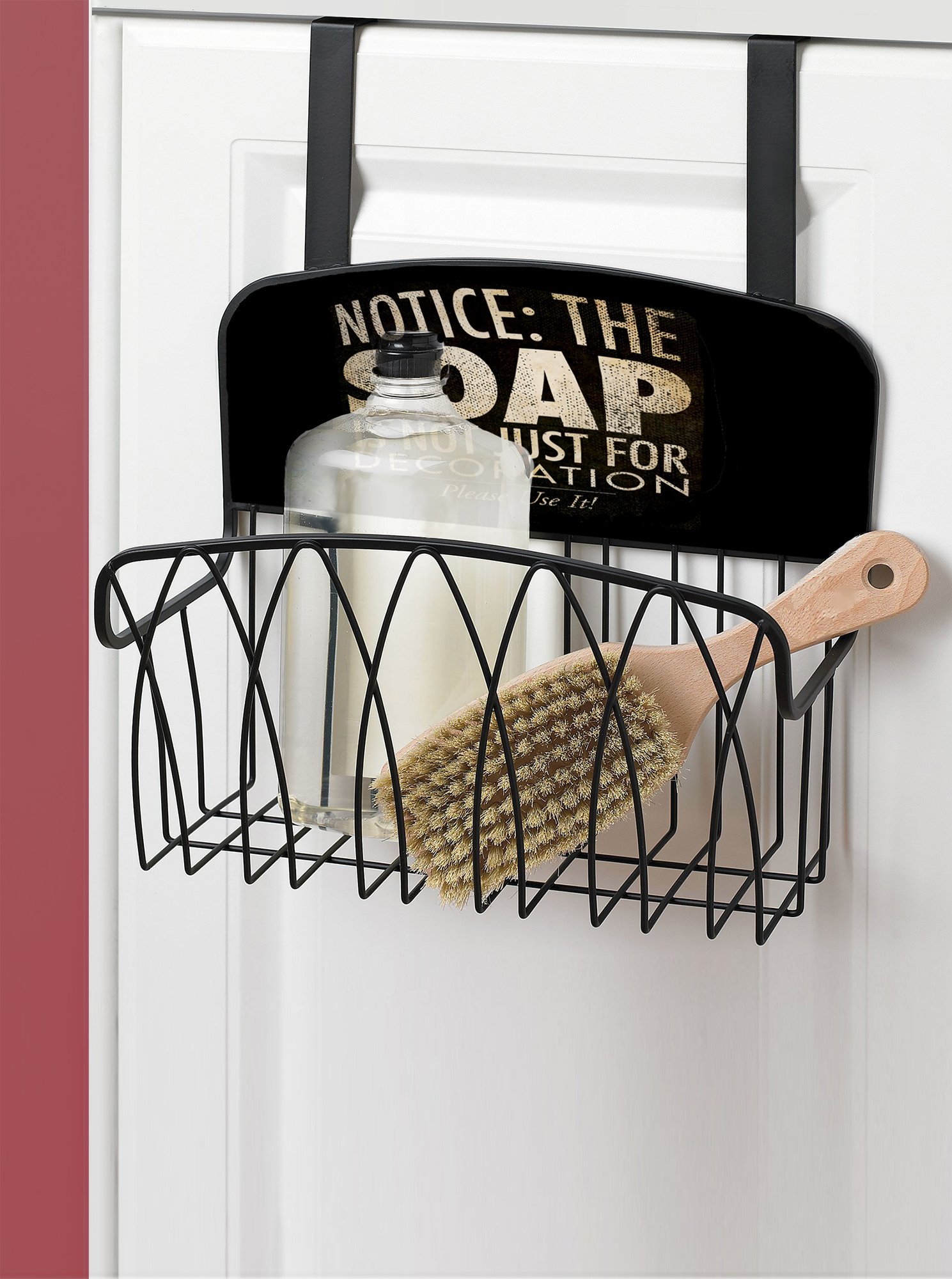 Stupell Home Décor Soap Is Not Just For Decoration Over The Door Organizer Basket, 11 x 11 x 6, Proudly Made in USA
