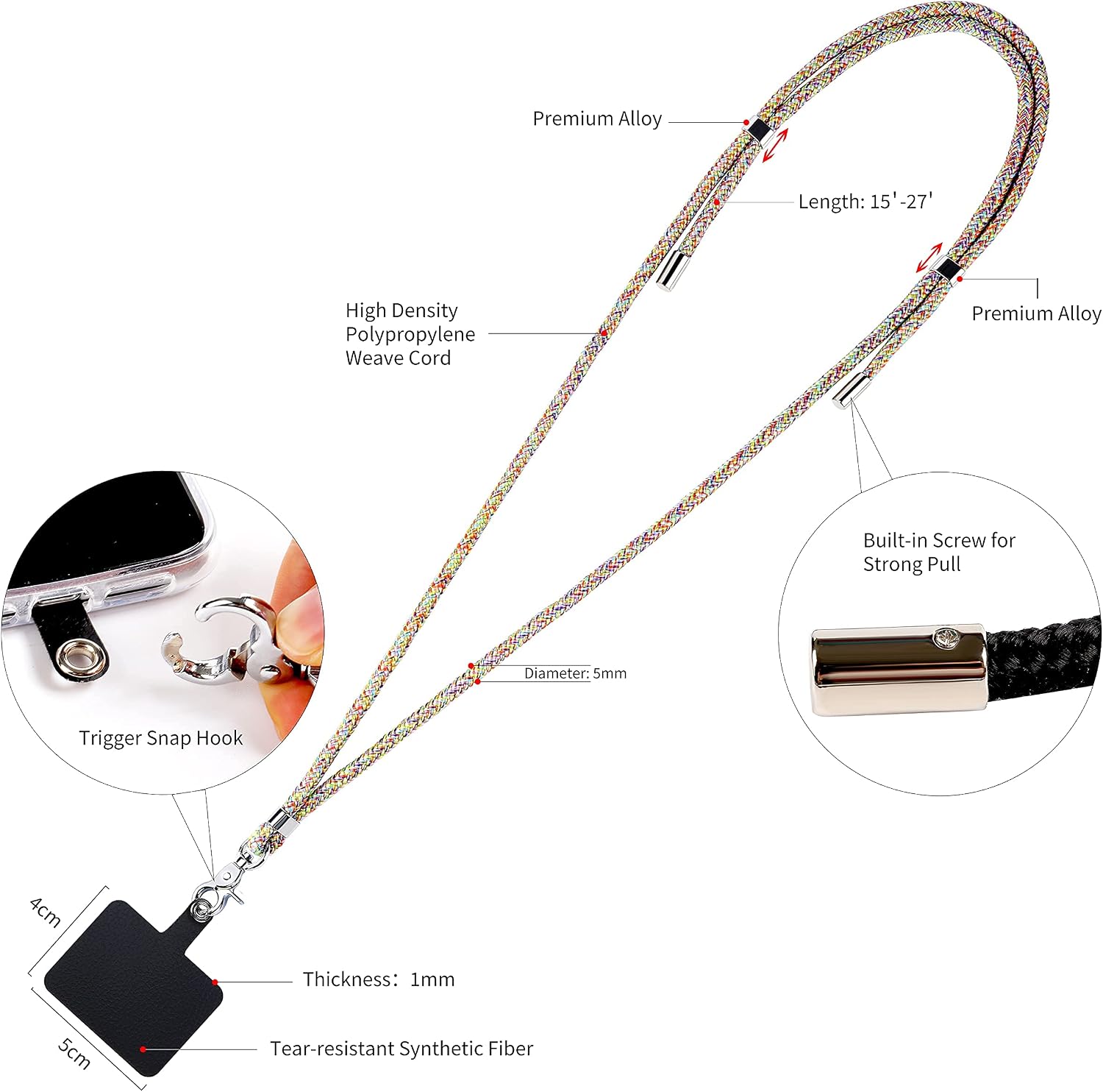 Tmate Phone Keychain, Key Chain Lanyards for Keys Cell Phone Wristlet Wrist Lanyard Strap Women Men Car Cute Bracelet Accessories Universal Loop Charm Compatible with iPhone Case Patch Hand Holder