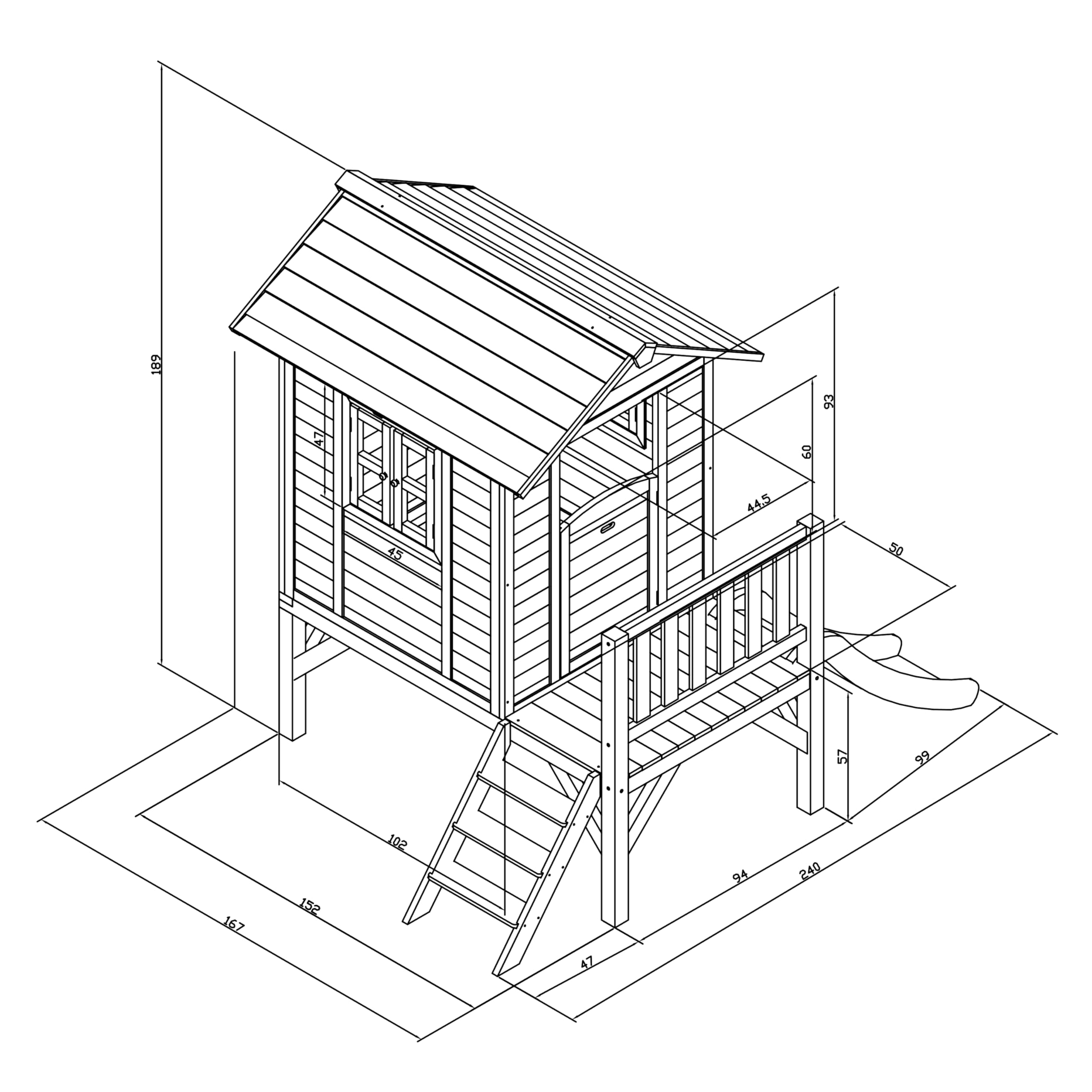 AXI Spielhaus Beach Lodge XL in Blau mit Rutsche in Blau | Stelzenhaus aus FSC Holz für Kinder | Kleiner Spielturm für den Garten