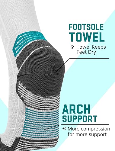 Miniatura 4 de SONORAN Calcetines de compresión para hombres y mujeres (246 pares) 20-30 mmHg de compresión graduada hasta la rodilla para correr, atletismo