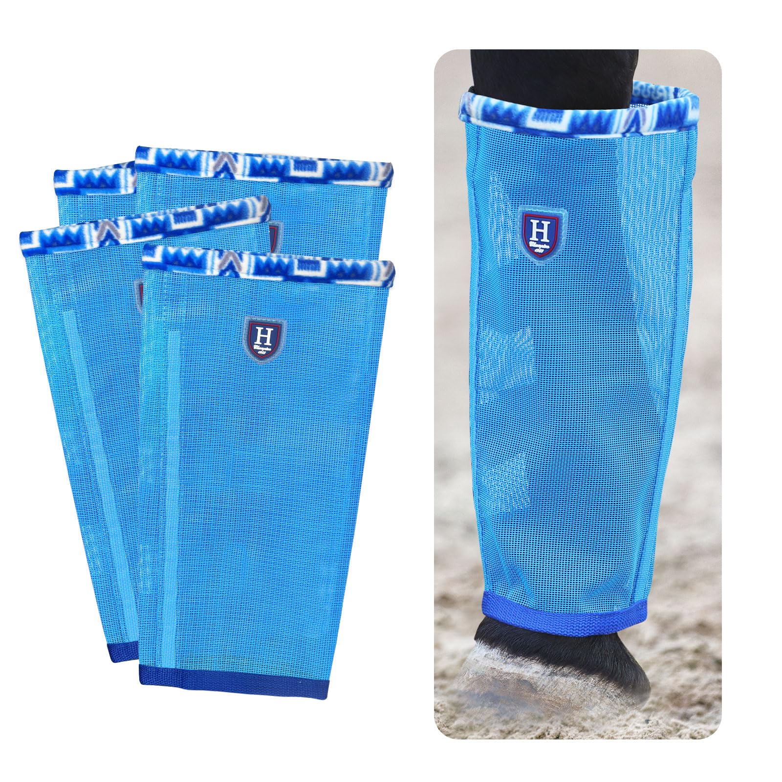 CareMaster Fine Mesh Fly Boots Loose Fitting & Non-Slip Horse Fly Leggings Fleece Air Flow (Set of 4)