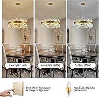 Vista 4 de Siljoy Candelabro moderno de cristal de 12 luces de oro cepillado de 2 niveles con forma de gota de lluvia de cristal, ajustable, montaje al ras