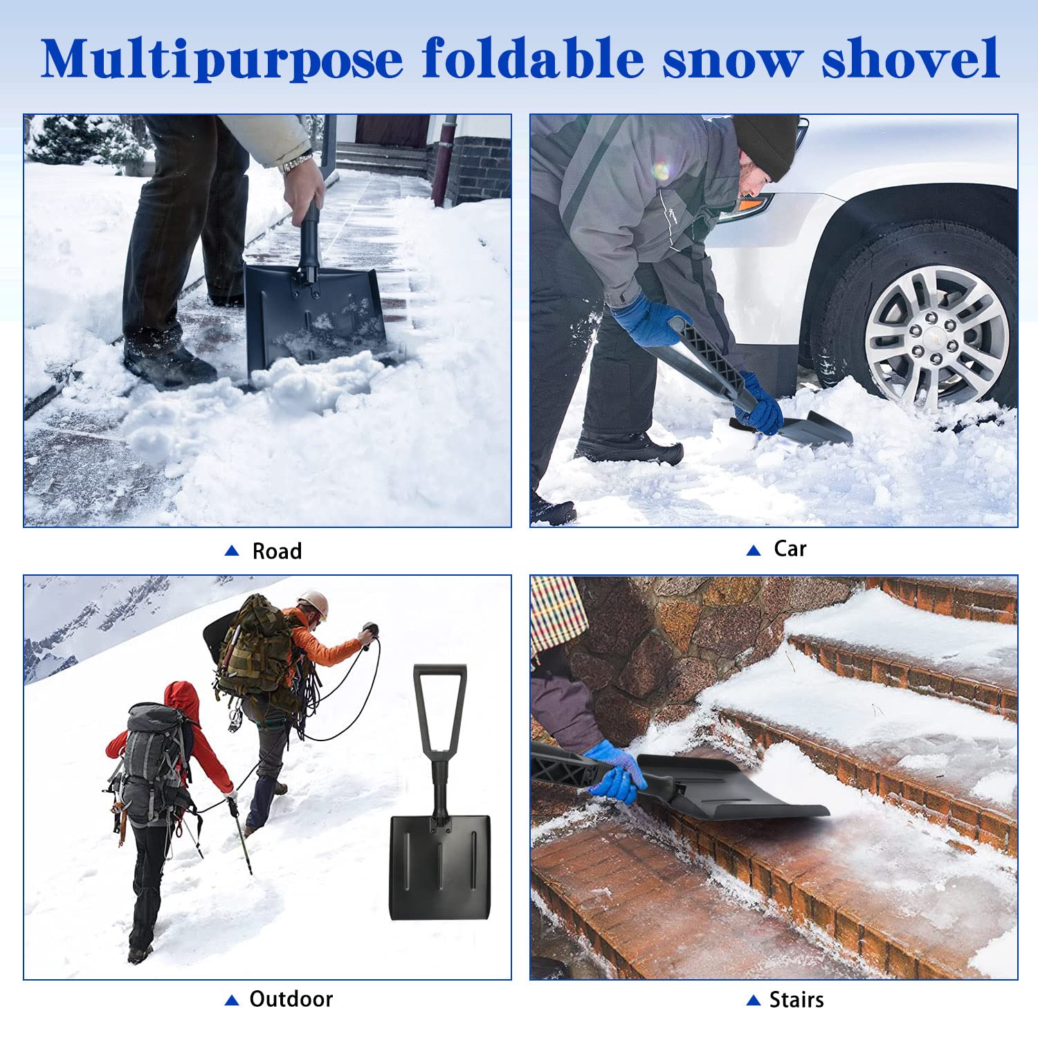 Pelle À Neige, Pelle à Neige en Aluminium Réglable, Pelle Pliante, Pelle à neige portable pour enlever la neige, Stockage et Déneigement Faciles pour la Voiture d'hiver de Jardinage extérieur