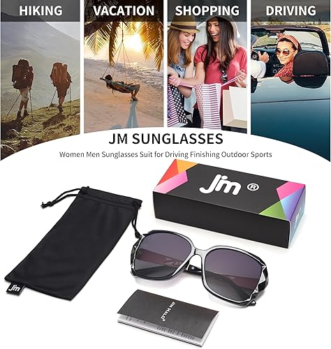 Miniatura 6 de JM Gafas de sol de lectura bifocales, gafas de lectura solar de gran tamaño para mujeres, protección UV para exteriores, color negro +2.0