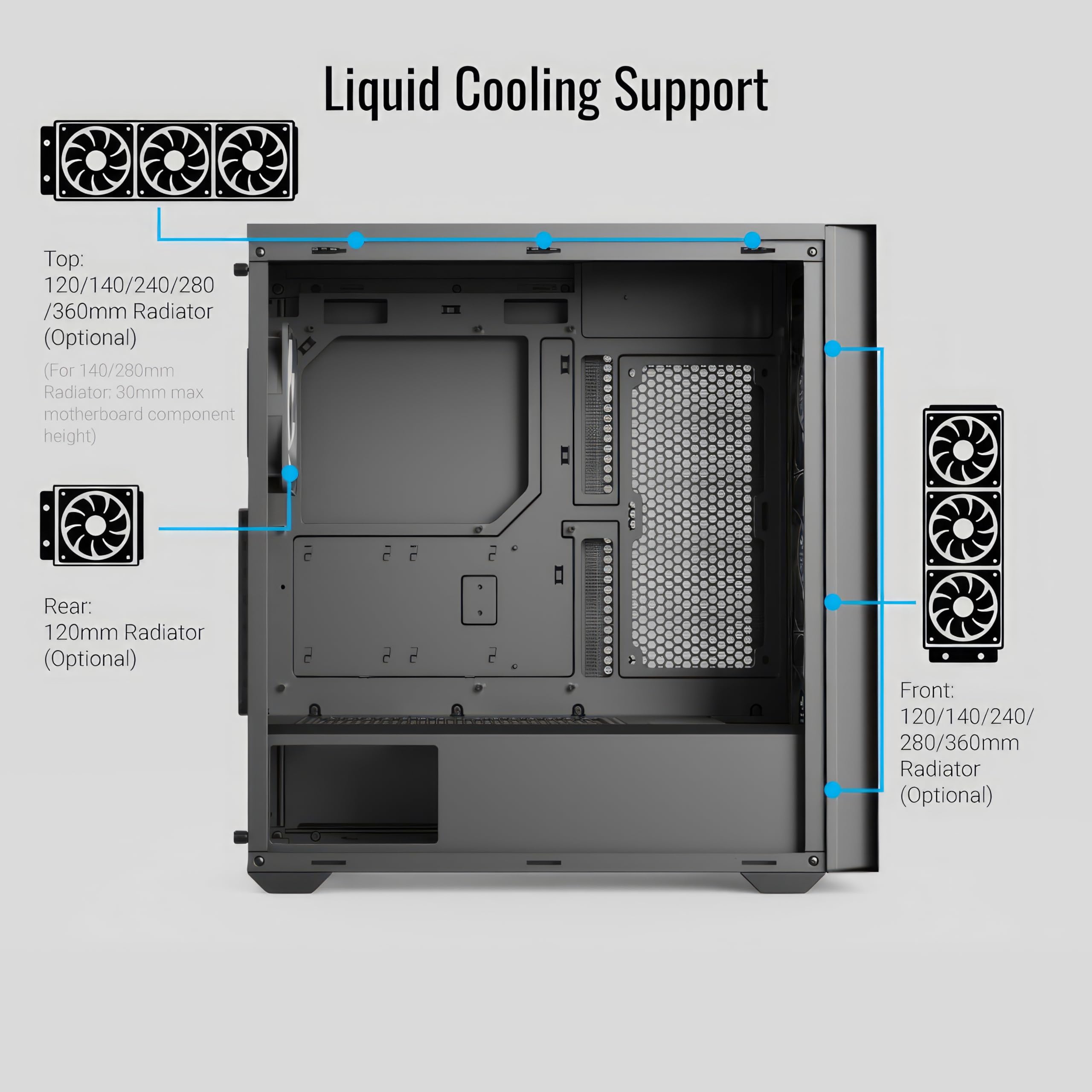 AeroCool D502A, Mid-Tower Case, obudowa komputera gamingowego, konstrukcja panelu przedniego Airflow Mesh, w zestawie 4 wentylatory RGB, kompatybilne z płytami głównymi ATX Micro-ATX i Mini-ITX, panel
