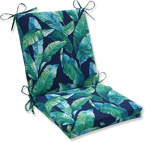 Pillow Perfect Tropic Botanical - Juego de 1 cojín para silla con respaldo sólido para interiorexterior con lazos, 1 unidad, 36.5 x 18 pulgadas,