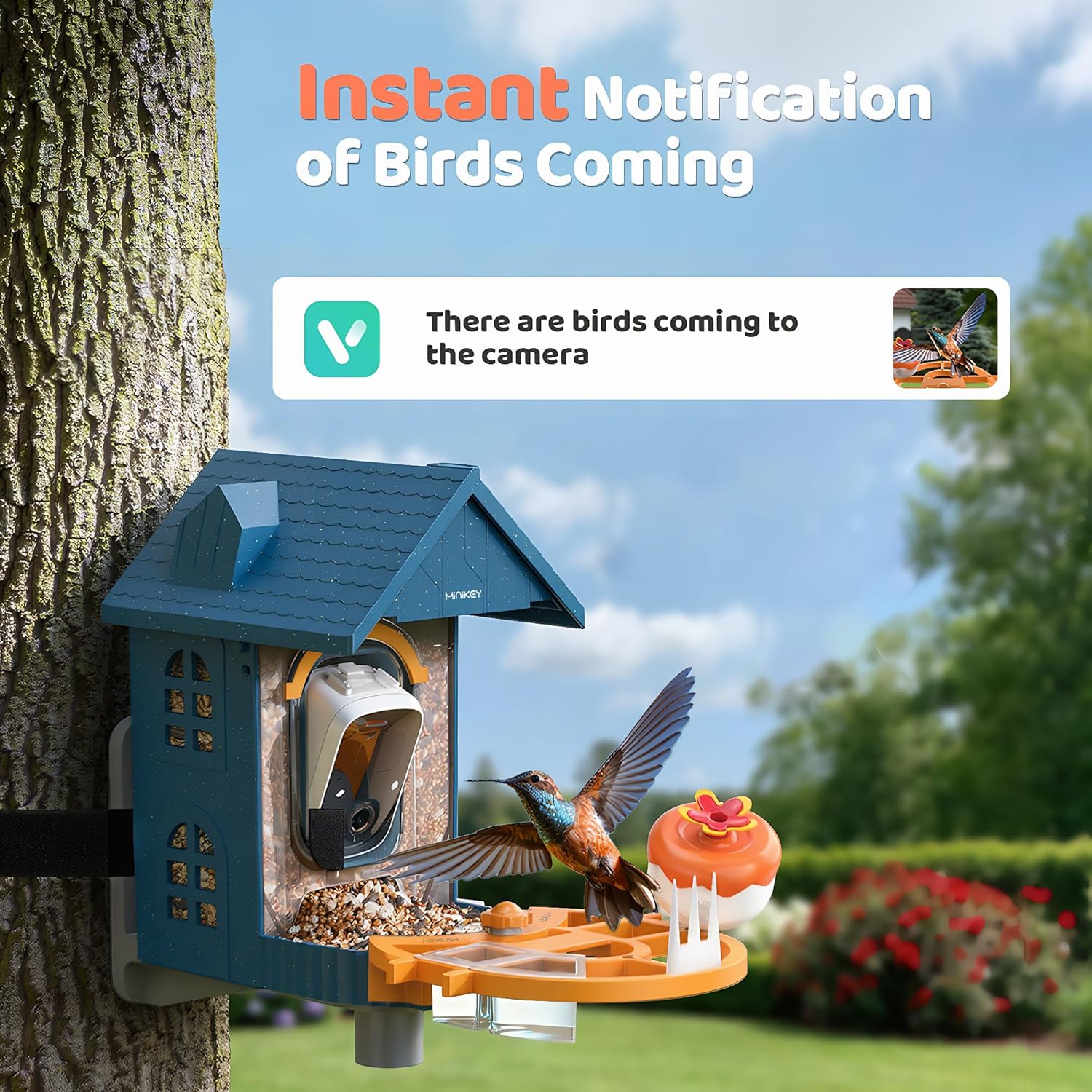 Bird Feeder with Camera Solar Powered in Outdoor Backyard :2K HD Video, AI-Powered Recognition Identifies 11000+ Species, Instant Capture and Notifications,Ideal Gift for Mom Dad Bird Lovers