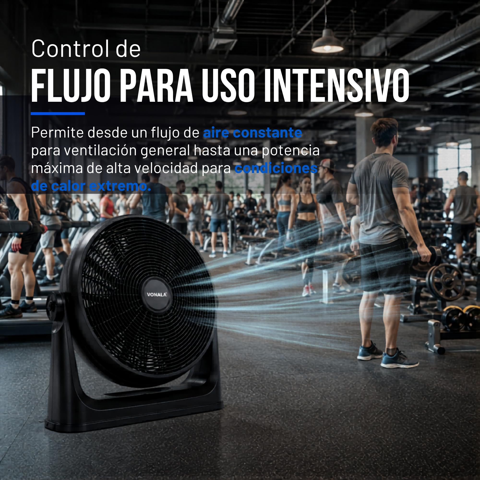 Vonala Ventilador de Suelo y Pared Industrial 100W Ventilador Potente 50cm Silencioso ABS Antivibración Fan Para Exterior e Interior Negro, Ventiladores Potentes Silenciosos