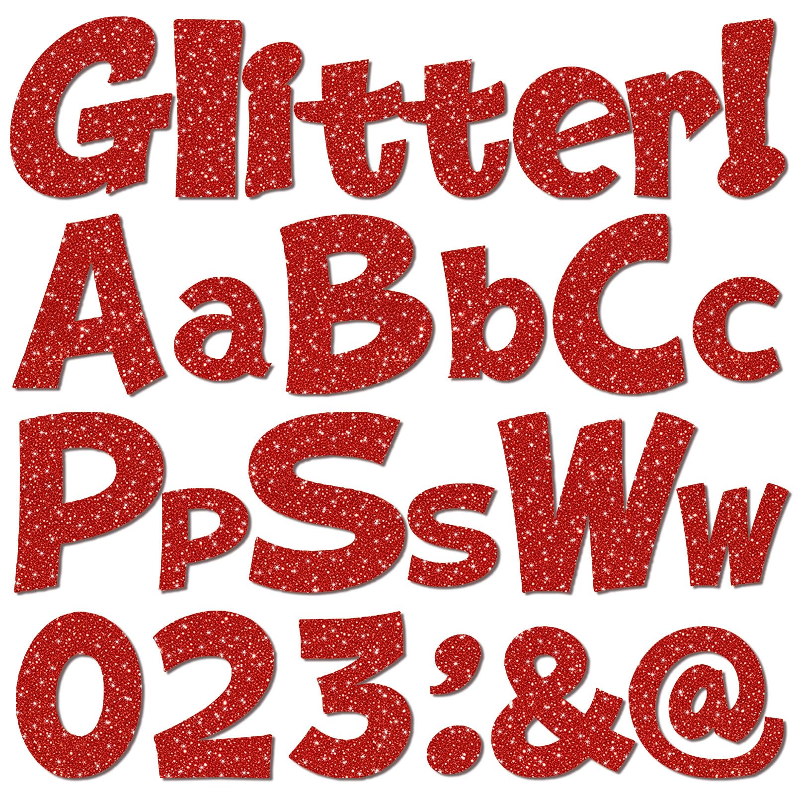 Colarr 144 Pcs Bulletin Board Letters Glitter for Classroom,Red, 4 Inch