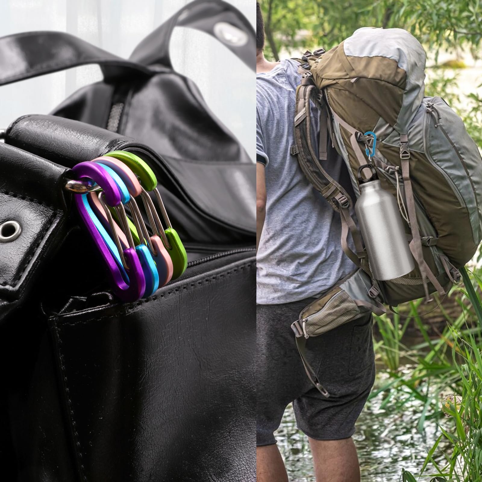 10 Bunte Karabinerhaken Aus Alu - Leicht & Stabil Für Rucksack, Camping & Reisen