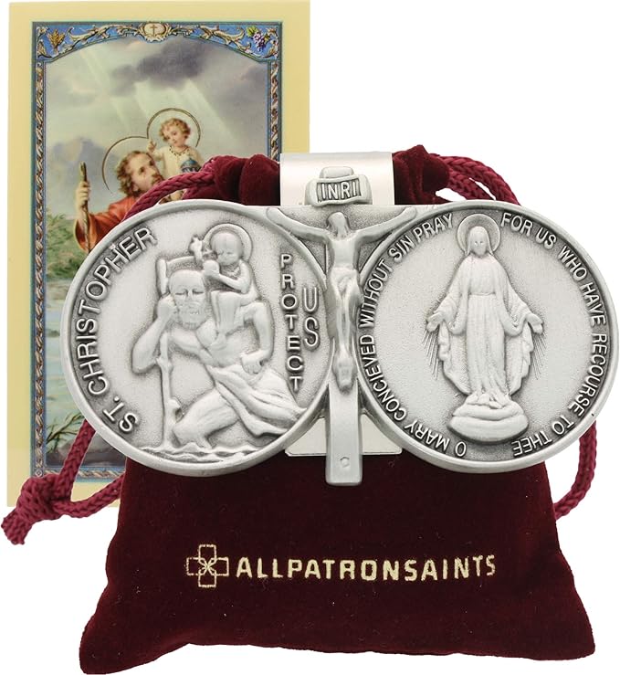 All Patron Saints ALLPATRONSAINTS Miraculous St Christopher Medal for Car Catholic