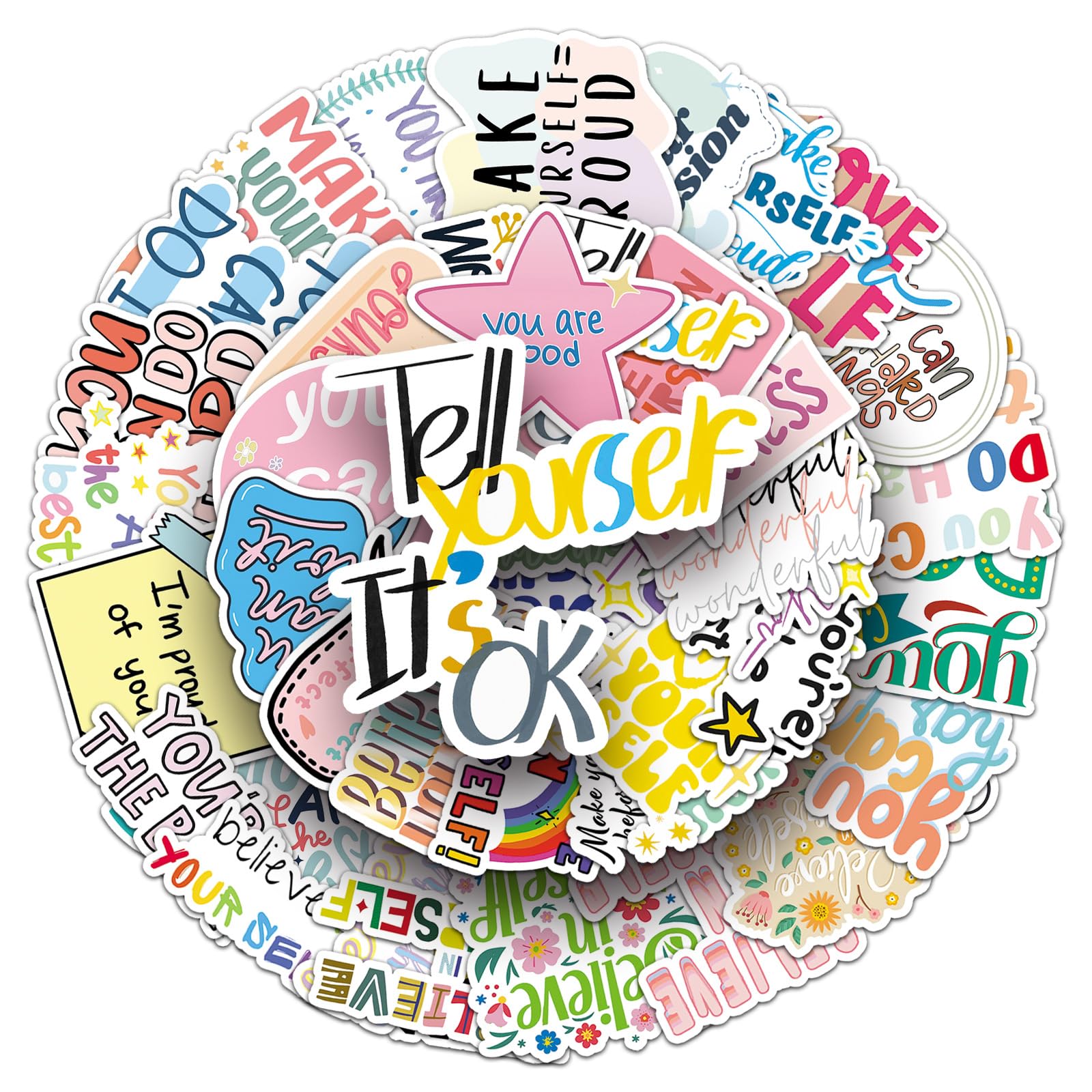 Selbstbestätigungsaufkleber, inspirierendes Zitat, wasserdichte Aufkleber für Wasserflaschen, Laptop, Sammelalbum, positive Note, ästhetische Aufkleber für Teenager, Erwachsene, Studenten, 50 Stück