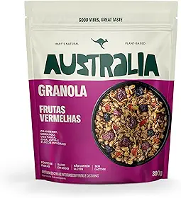 Hart's Natural Granola Australia Frutas Vermelhas | Granola Sem Glúten, Sem Lactose, Vegano | 100% Natural | Alto em Fibras | Snack Saudável | 300g