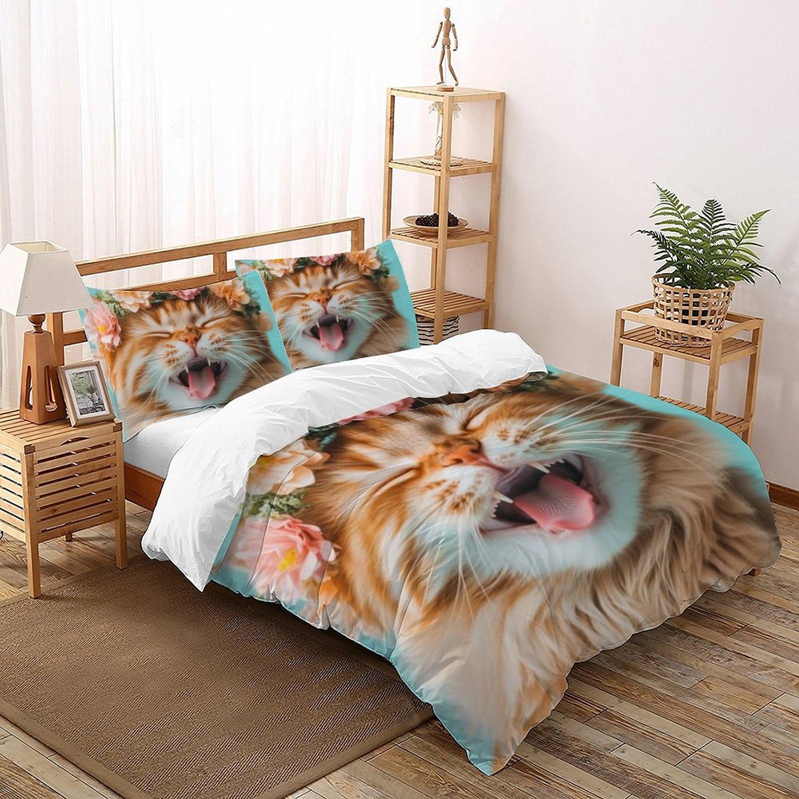 Housse de couette Super King microfibre imprimé animaux avec ses taies d'oreiller