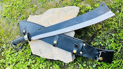 Miniatura 6 de Machete Jungle de 18" - Cuchillos de acero de alto carbono de espiga completa - Kukri de acero de alto carbono - Hoja de equilibrio de agua templada