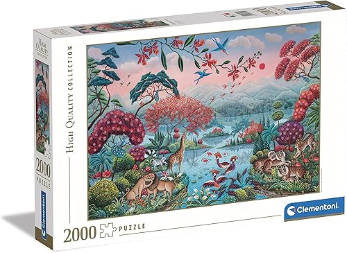 Clementoni - Puzzle Pacifica Selva 2000pcs Does Not Apply Collection-The Peaceful Jungle-2000 Made in Italy, 2000 Pieces, Landscapes, Fun for