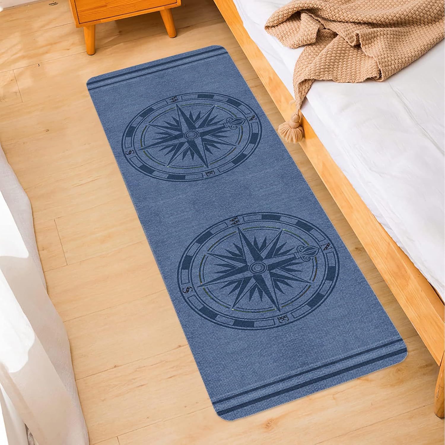 Amazon.com: LAMANDA Kitchen Rug Nautical Vintage Compass Navy,Non Slip ...