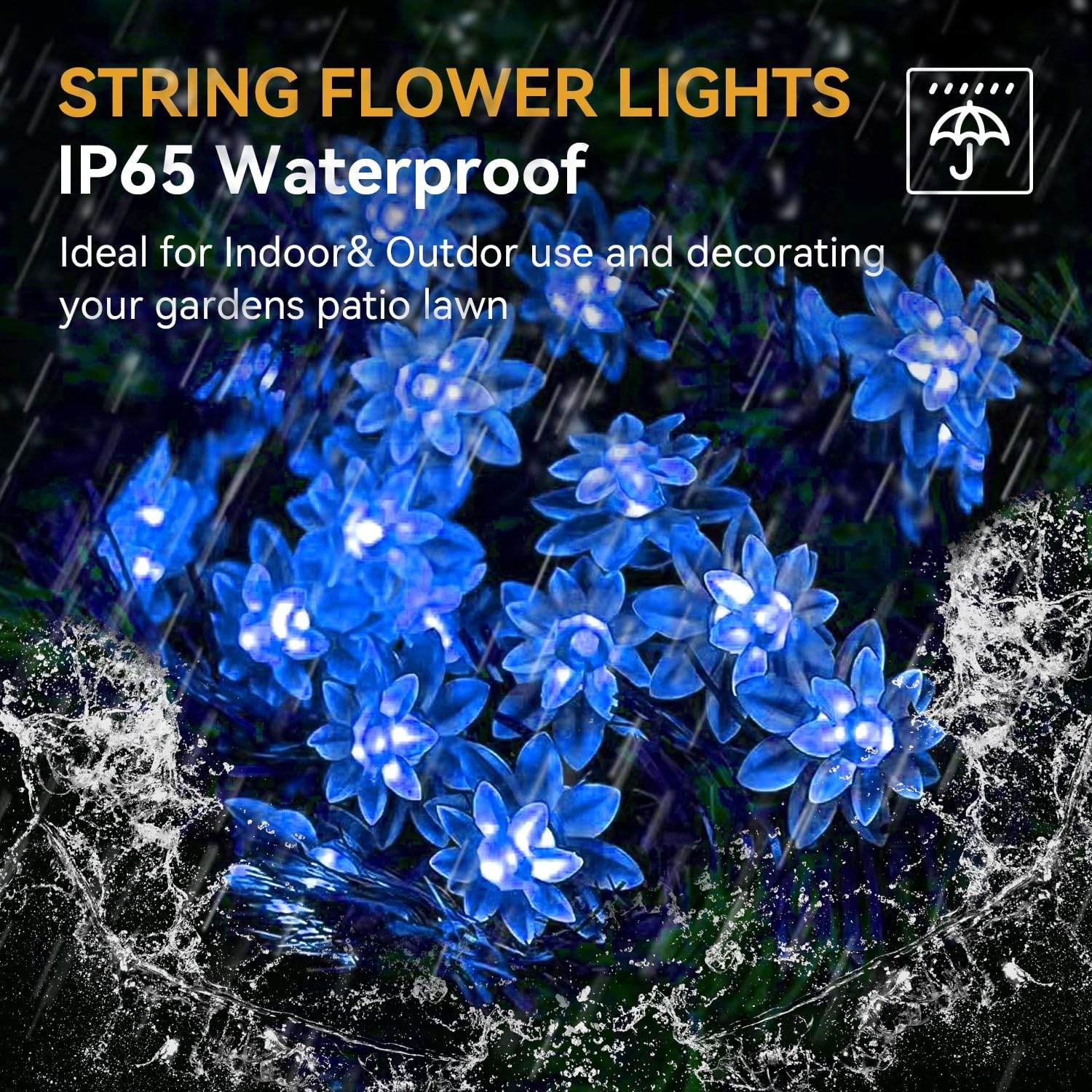 ITICdecor Solar Flower String Lights Outdoor Waterproof 50 LED image 2