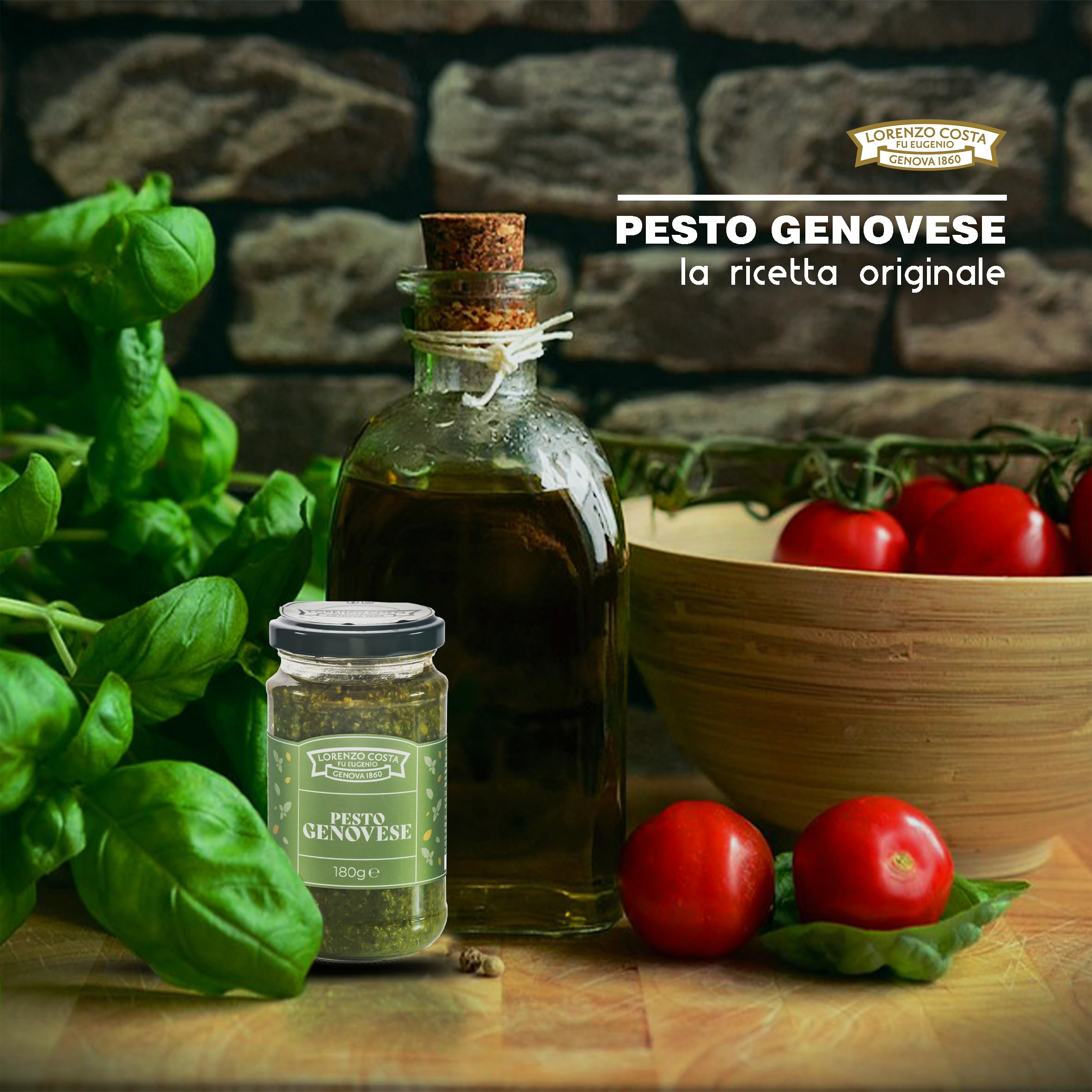 LORENZO COSTA FU EUGENIO Pesto alla genovese | Pesto Genovese artigianale | Pesto alla Genovese Artigianale | Pesto Ligure | Sughi Pronti Per la Pasta | Vasetto da 185gr (4 Pezzi)