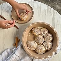 Vista 6 de MORA Molde de cerámica para hornear – 9 pulgadas – Plato profundo y estriado para tarta de manzana antigua, quiche, tartas, tartas, etc. – Plato