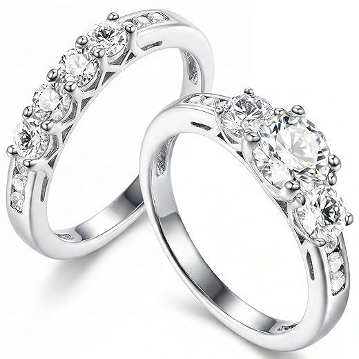 HIDDEN GEMS 3 Stone Round Cut Engagement Ring
