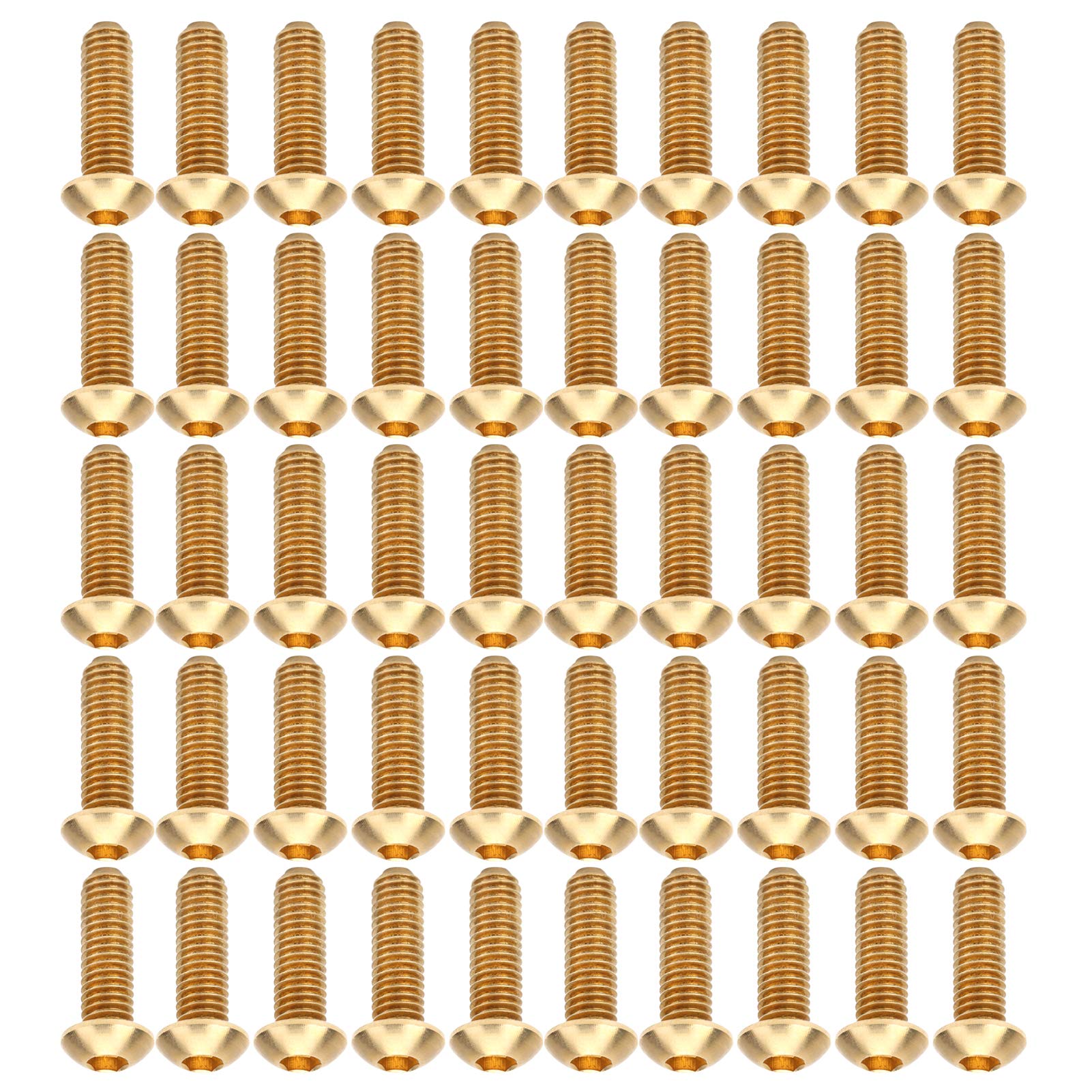 Tornillo de zócalo hexagonal redondo, suministros de cobre M6, suministros de hardware industrial, tornillos de cobre puro de 50 piezas con superficie lisa, rosca macho de alta (M6*20)