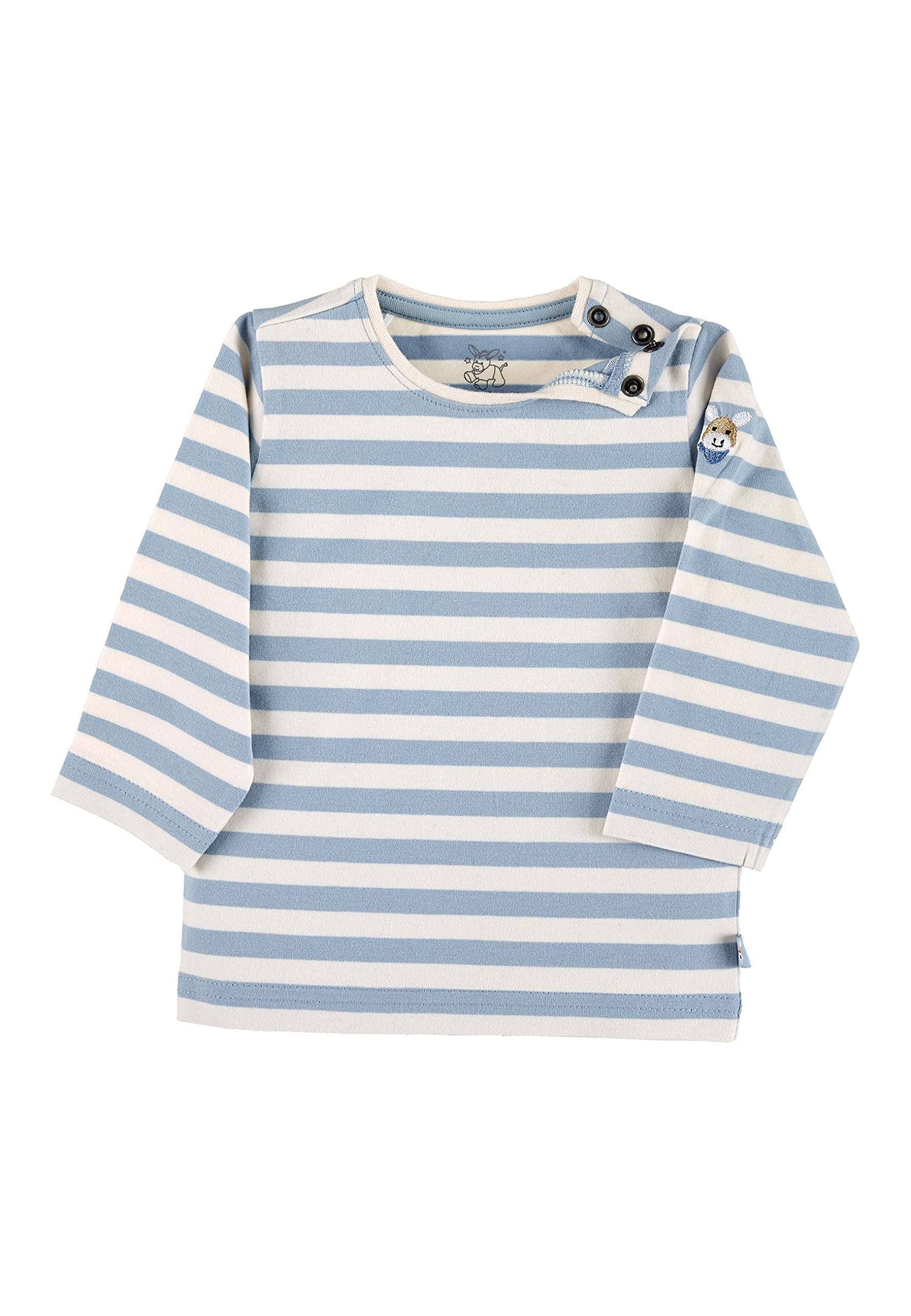 Sterntaler Baby Jungen Langarmshirt Baby GOTS Langarm-Shirt gestreift - Baby Shirt Langarm - mit Esel Stickerei und Knopf - grün
