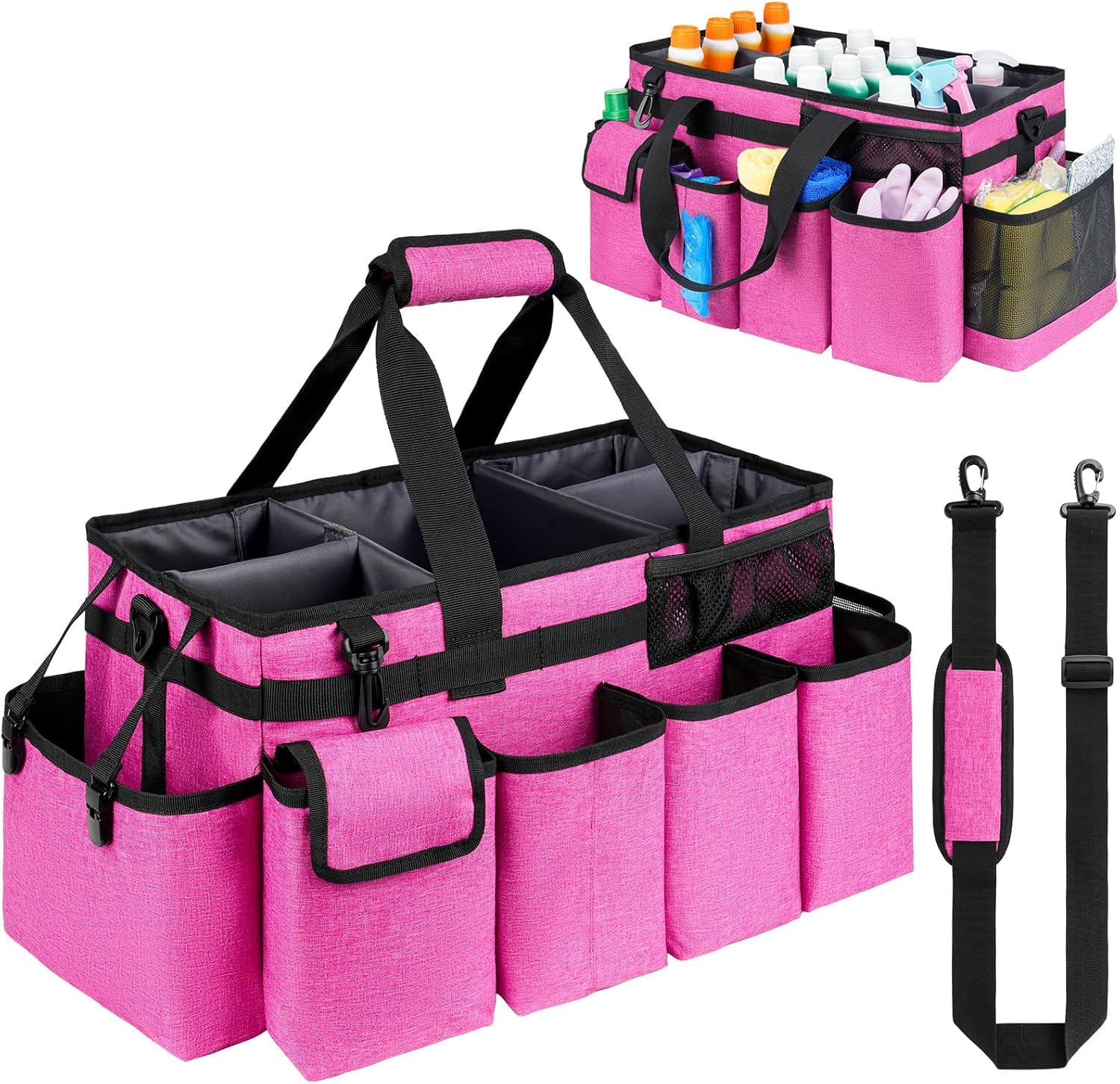 Sac de nettoyage XL avec poignée pour femmes de ménage, noir