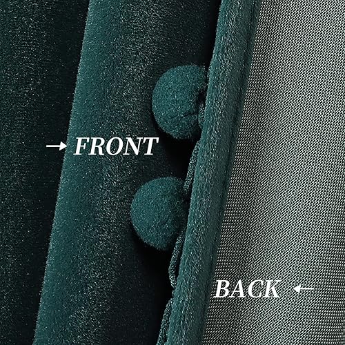 Miniatura 5 de GlowSol Lindas cortinas de terciopelo de 45 pulgadas de largo cortinas con pompones para cocina cafetería ventana sala de estar verde 26 x 45