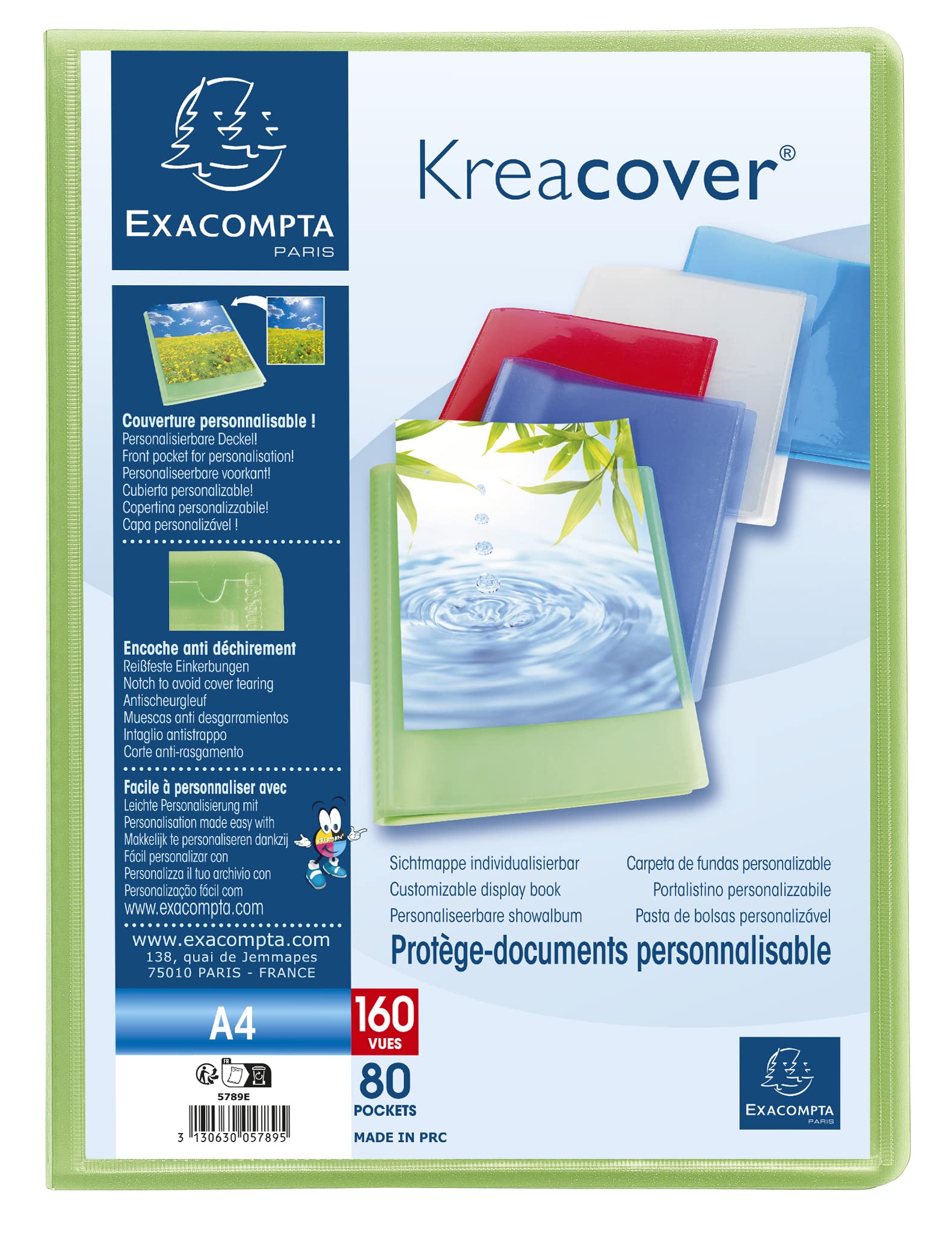 Exacompta Kreacover półsztywna książeczka ekspozycyjna PP, A4, 80 kieszeni - różne kolory, 8 sztuk