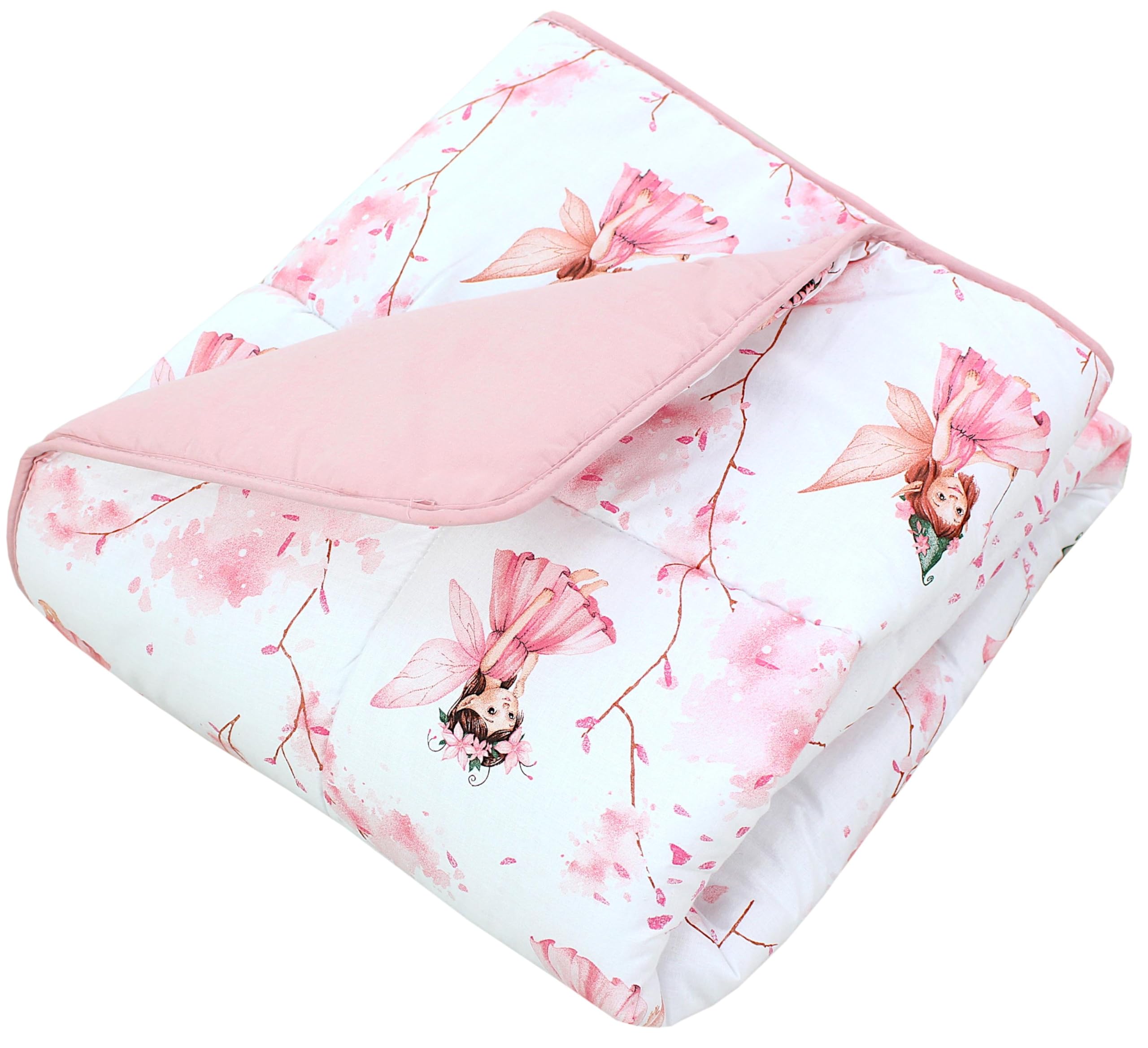 TupTam Krabbeldecke für Baby 120x120 cm - Gepolsterte Spieldecke Baby Baumwolle, XXL, OEKO-TEX, Weich & Hautfreundlich, Farbe: Fee Rosa