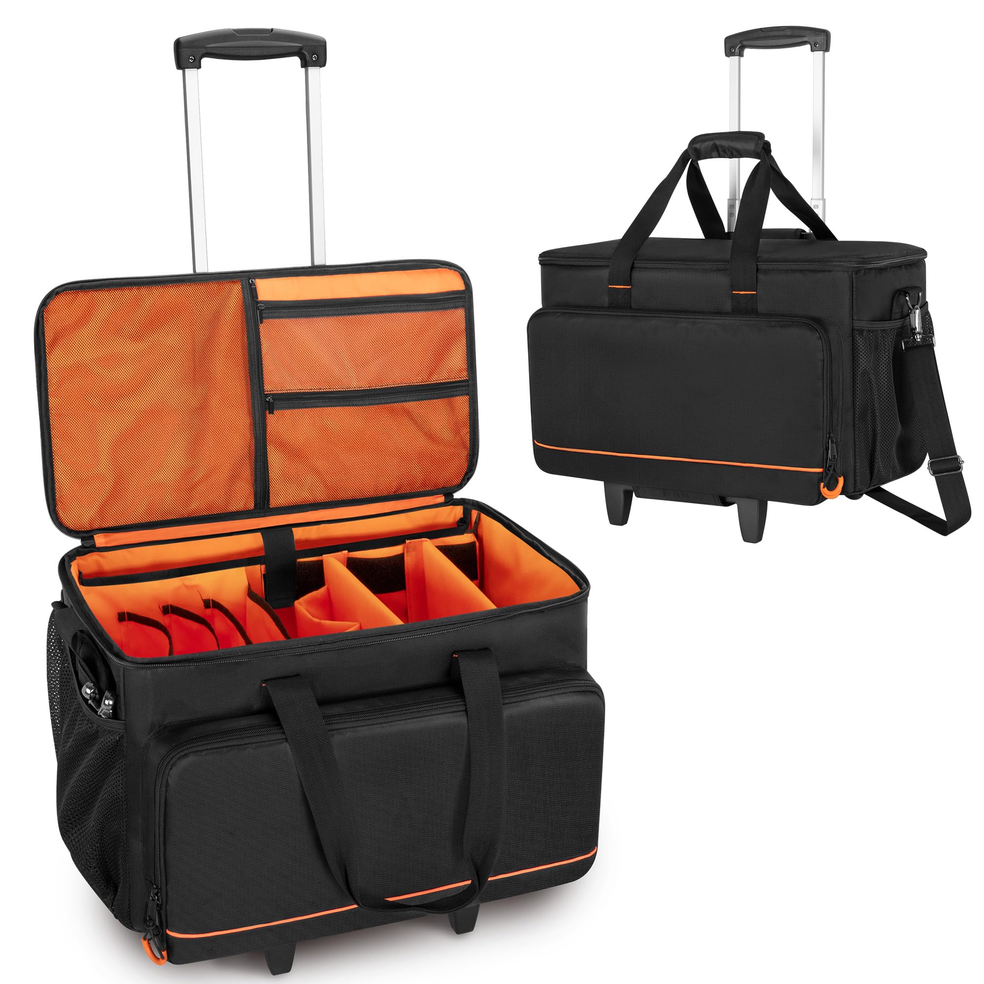 Trunab Borsa Portacavi per DJ con Fondo Rigido Imbottito, Divisori Staccabili e Carrello, Custodia da Viaggio per Attrezzatura Professionale Per DJ, Strumenti Musicali e Accessori