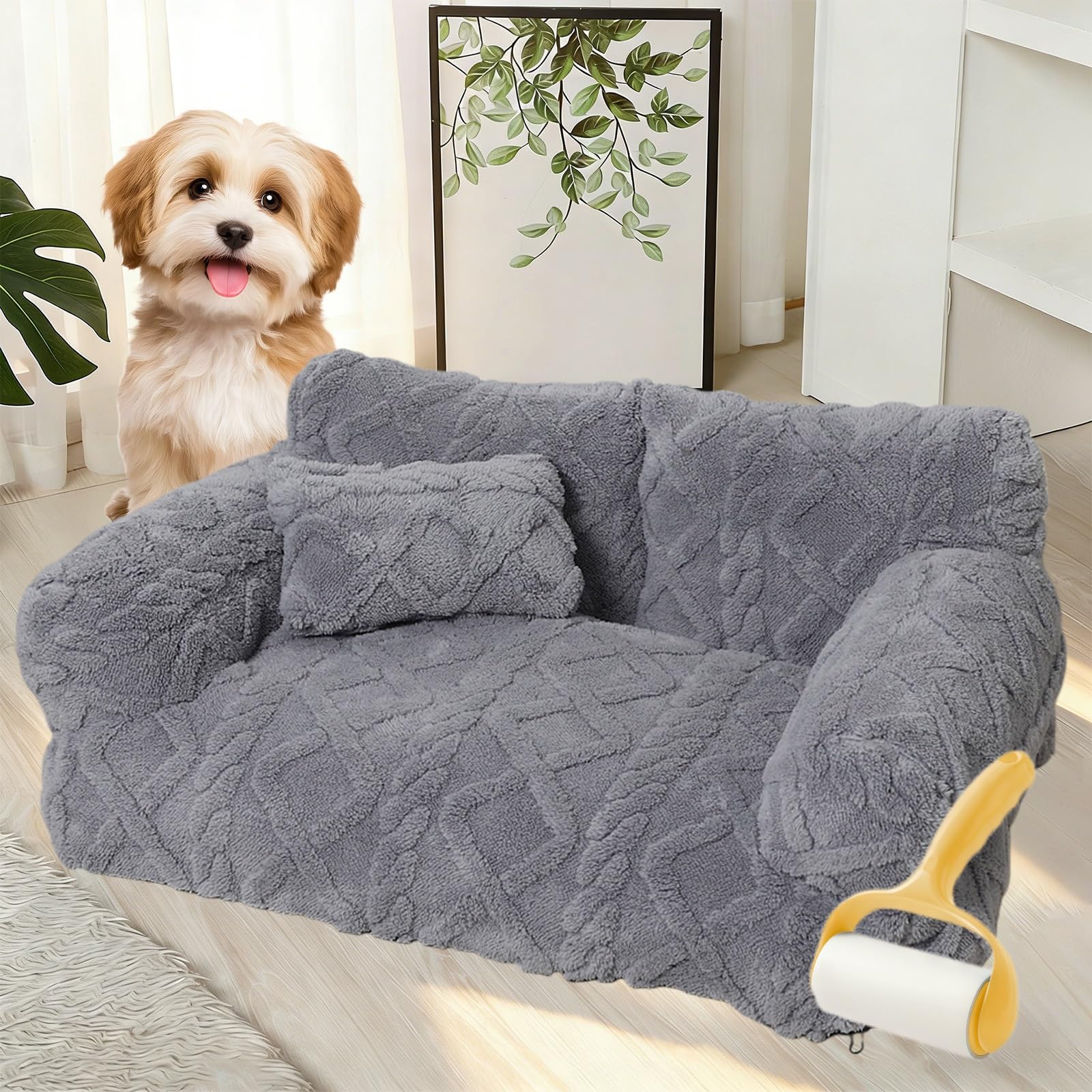2026 New Orthopedic Sofa Bed for Dogs, Outdoor Dog Bed, Ultra Soft Plush Calming Pet Sofa Bed with Removable Cover, Orthopedic Dog Bed, Relieves Arthritis Pain, Warm as a Mother's Hug(Hellgrau,XL)
