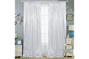 Trlyc 2X8FT Christmas Silver Sequin Curtain