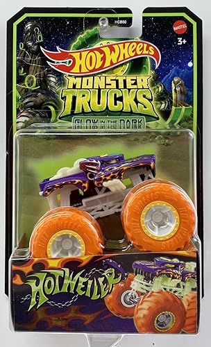 Miniatura 2 de Hot Wheels Monster Trucks brillan en la oscuridad Camiones escala 1:64 (Carbonator XXL) Carbonator XXL,Bigfoot,Hotweiler,Rodger