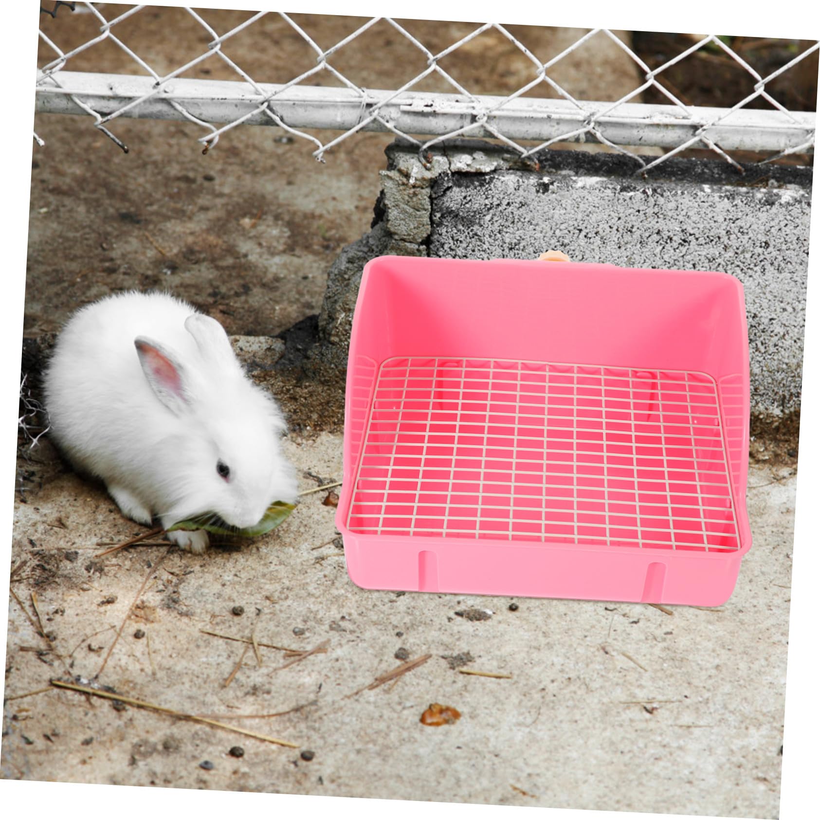 Toilet Tray Box per Coniglio e Cincillà Grande Rosa in Pp | Soggiorno e Giardino, Mantiene la Lettiera Sul Posto e Aiuta a Tenere Pulito L'animale