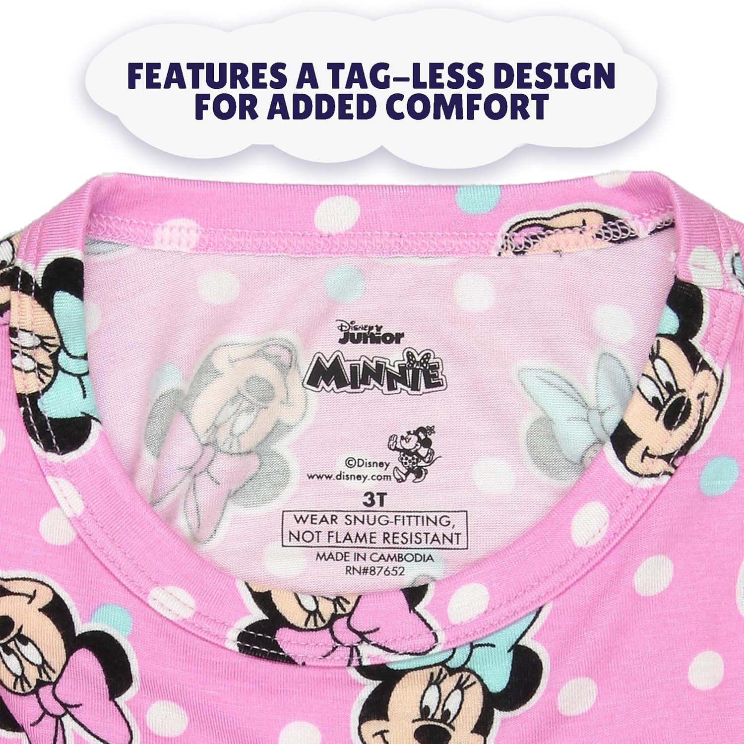 Disney Minnie Mouse Toddler Girls Short Sleeve Viscose Pajama Set - Image 8