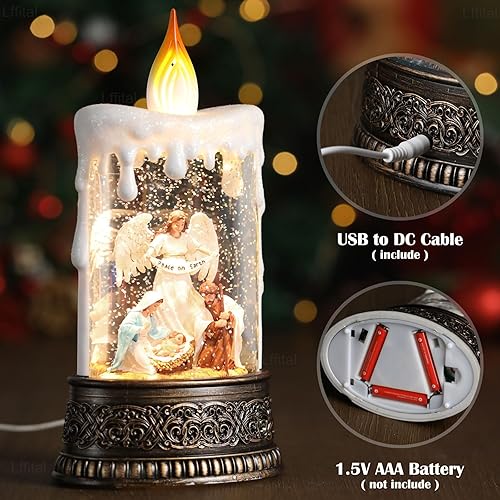 Miniatura 10 de Globo de nieve de Navidad, bailarina, cascanueces, linterna de globo de nieve con música brillante árbol de Navidad iluminado y mesa de regalo