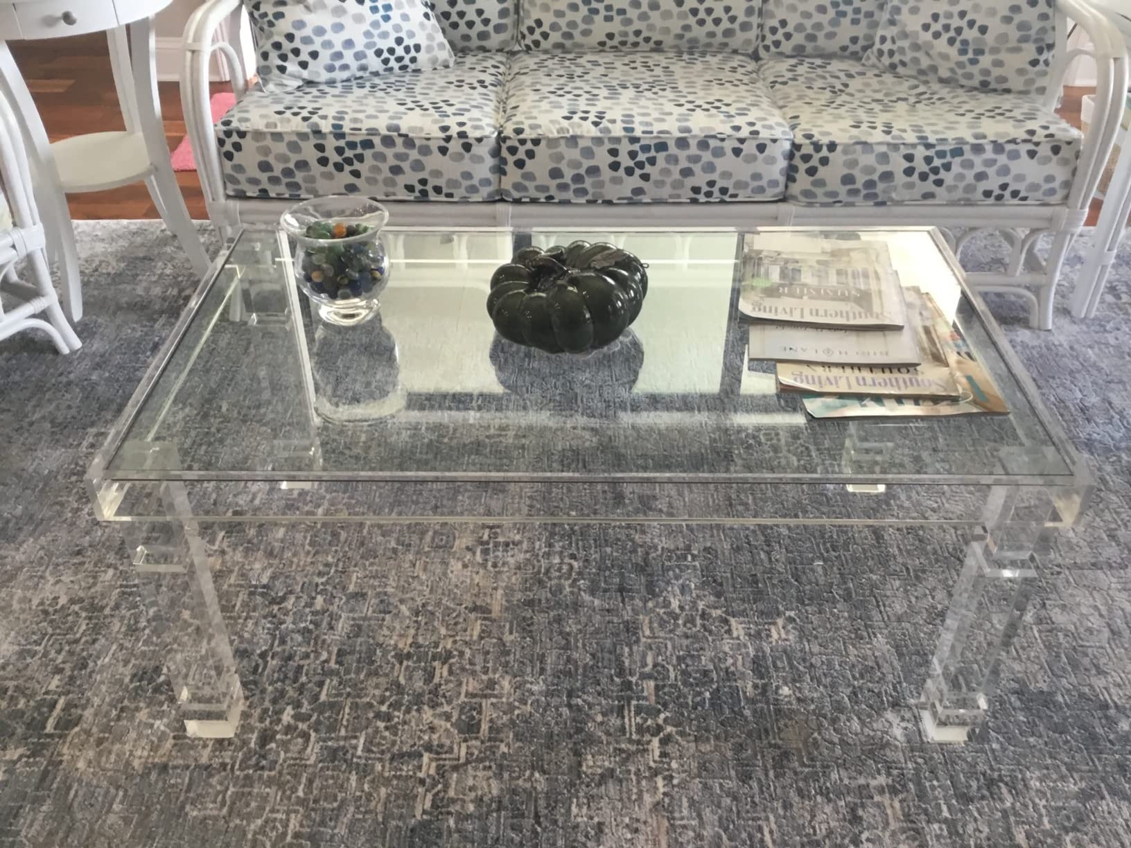 55/mo Finance Marley Modern Minimalist Acrylic Rectangular Coffee