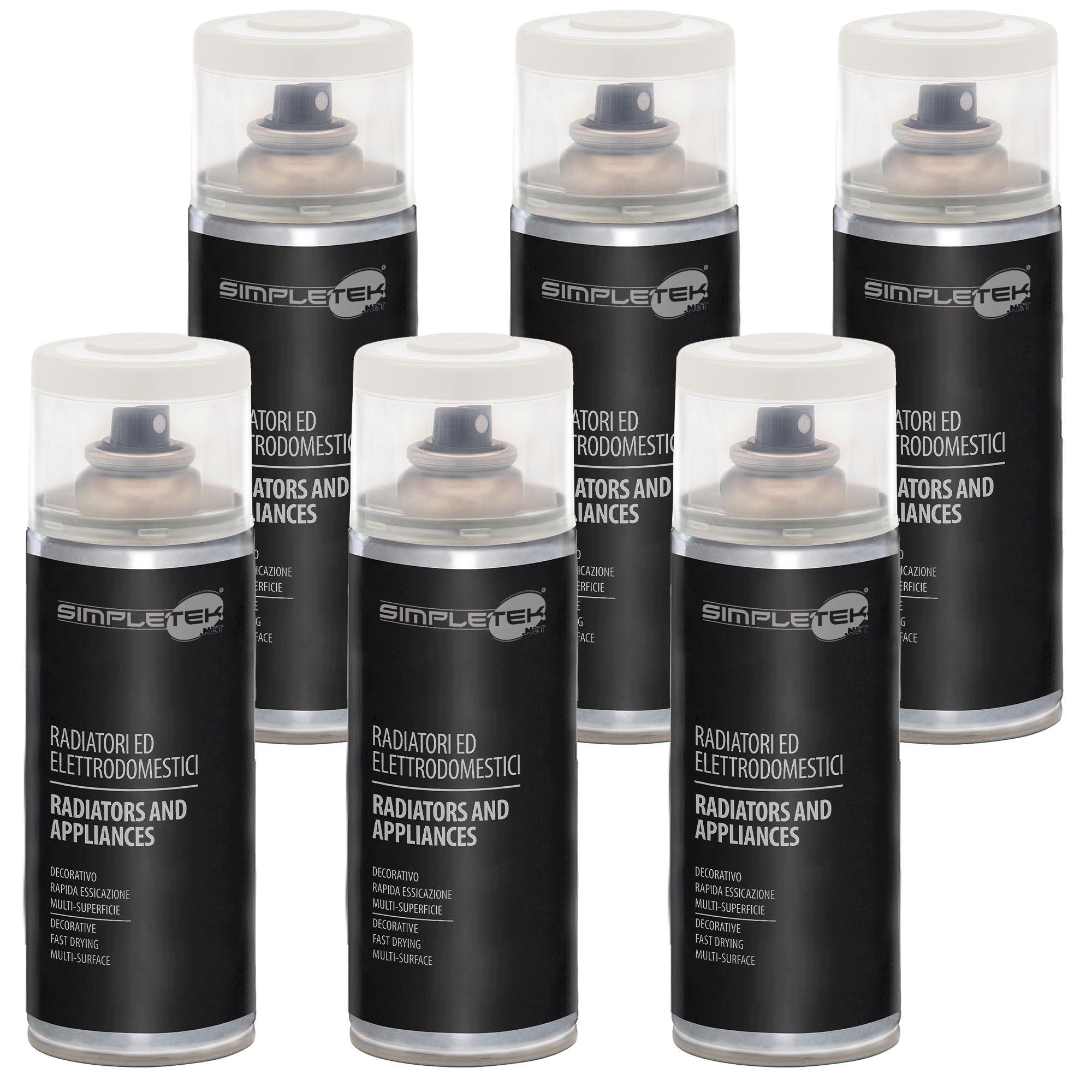 SIMPLETEK - 6 botes de spray de barniz para radiadores electrodomésticos, lavadoras, neveras, blanco perla V400RAD.1 RAL 1013, 400 ml (kit de 6 unidades)